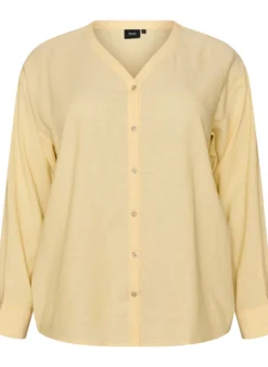 Bluse aus Leinen und Viskose mit V-Ausschnitt