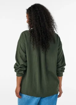 Bluse aus Leinen und Viskose mit V-Ausschnitt