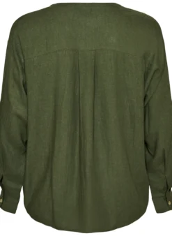 Bluse aus Leinen und Viskose mit V-Ausschnitt