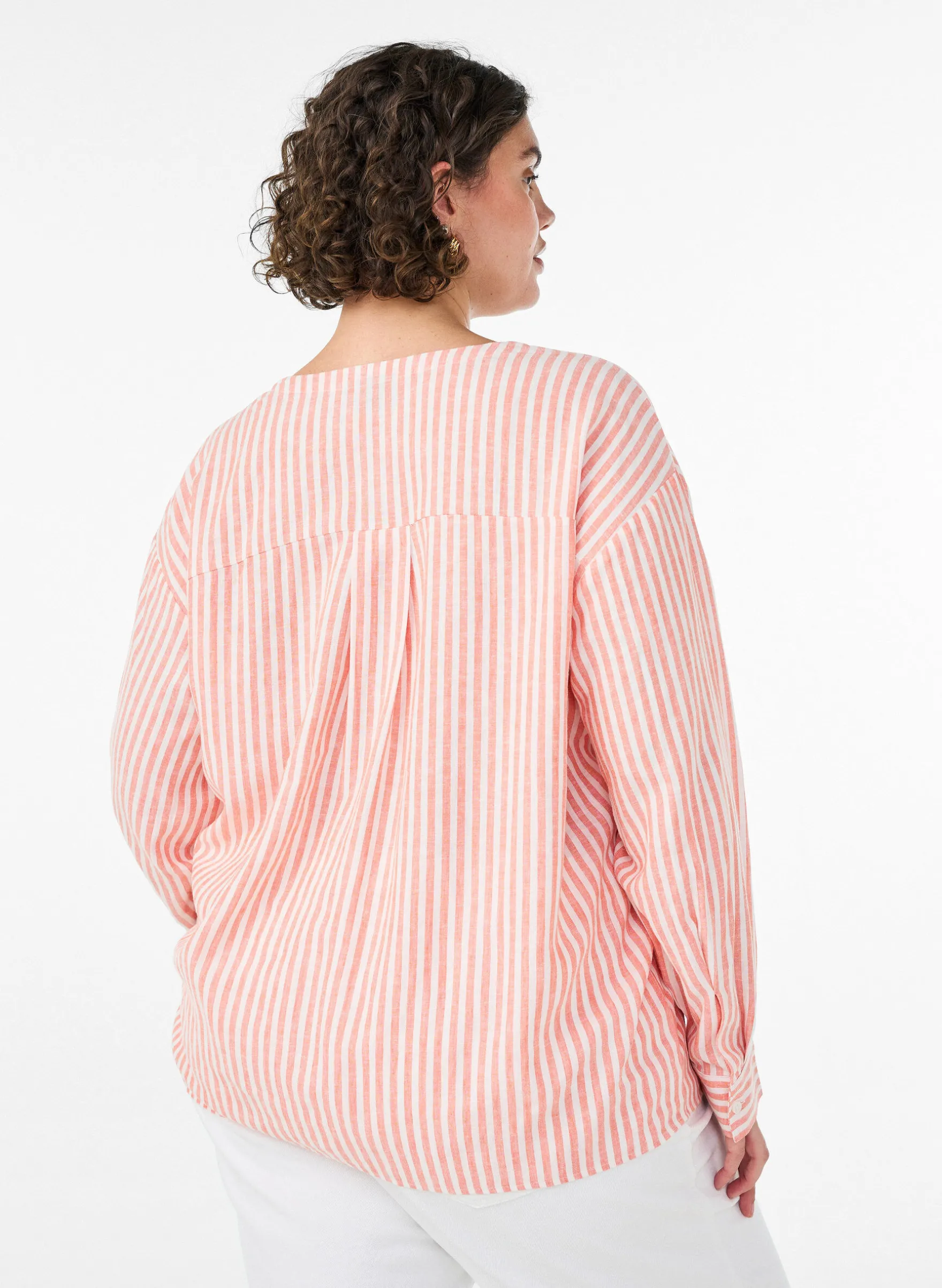 Bluse aus Leinen und Viskose mit V-Ausschnitt