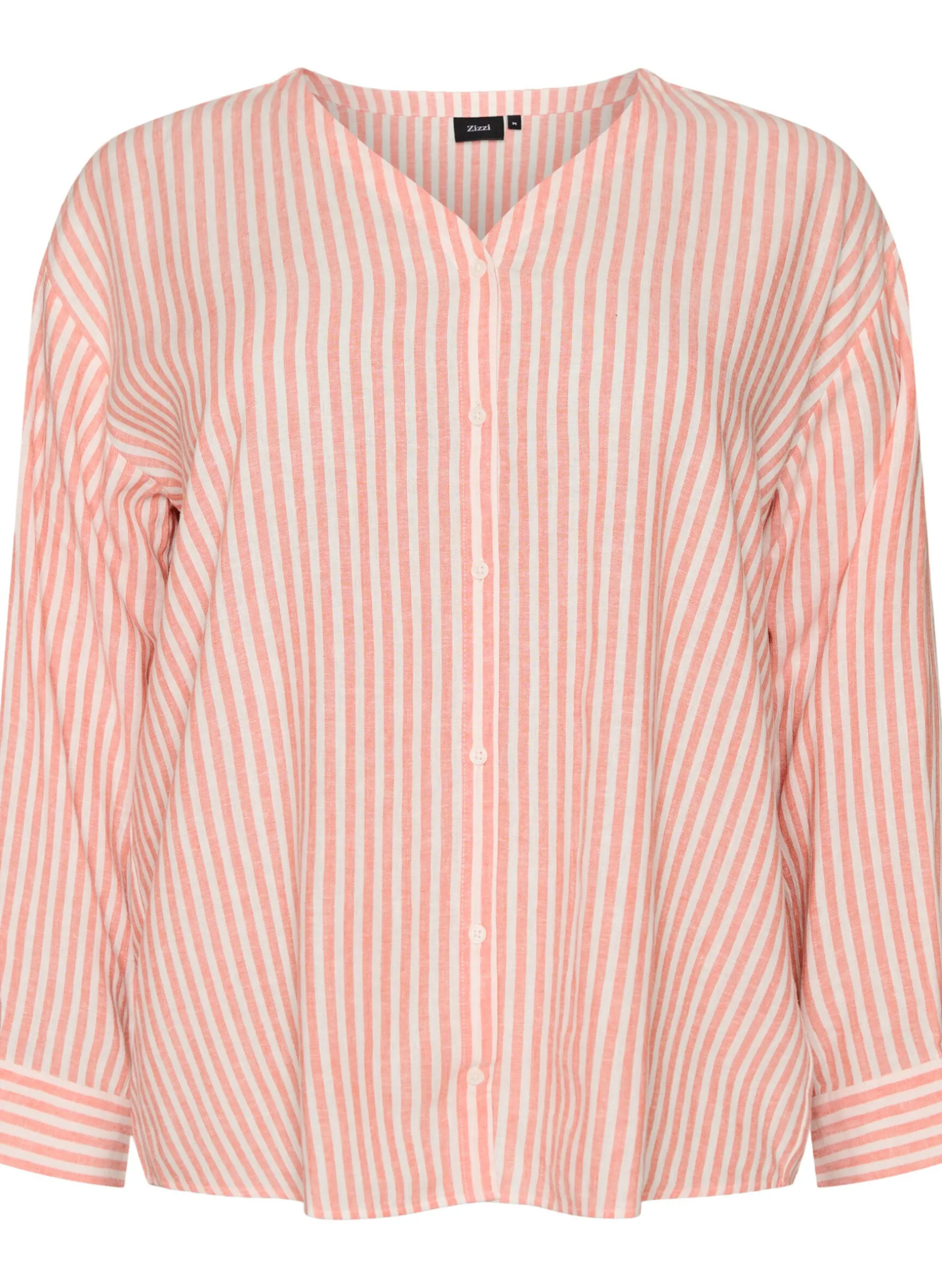 Bluse aus Leinen und Viskose mit V-Ausschnitt