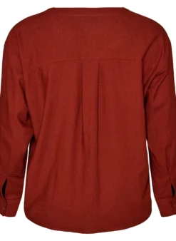 Bluse aus Leinen und Viskose mit V-Ausschnitt