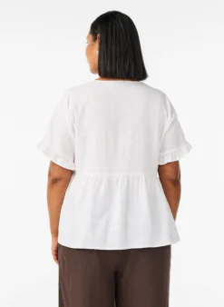 Bluse aus Leinen und Viskose mit V-Ausschnitt und Knopfverschluss