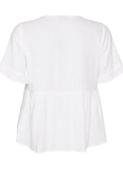 Bluse aus Leinen und Viskose mit V-Ausschnitt und Knopfverschluss