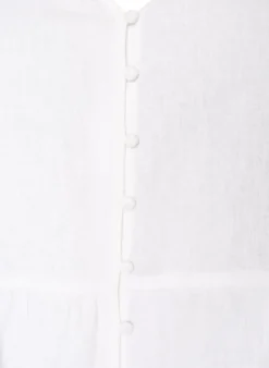 Bluse aus Leinen und Viskose mit V-Ausschnitt und Knopfverschluss