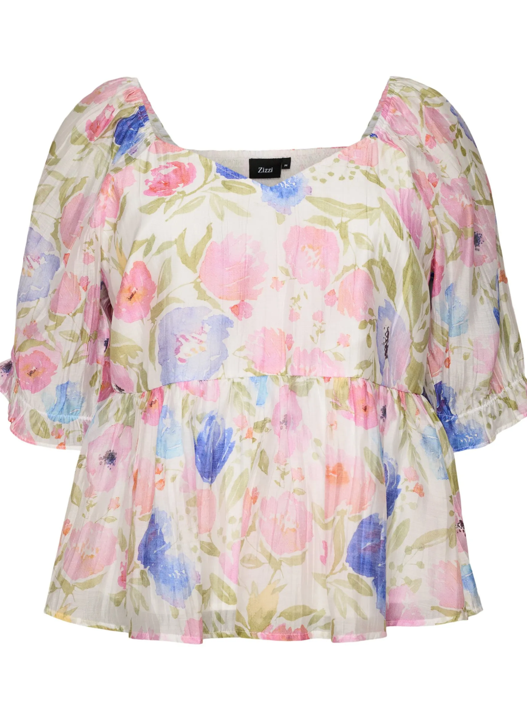 Bluse aus Lyocell mit Blumenprint und Herzausschnitt