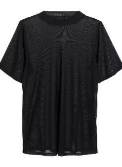 Bluse aus Mesh, mit kurzen Ärmeln