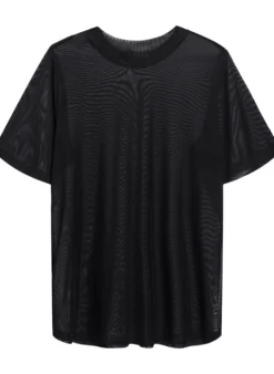 Bluse aus Mesh, mit kurzen Ärmeln