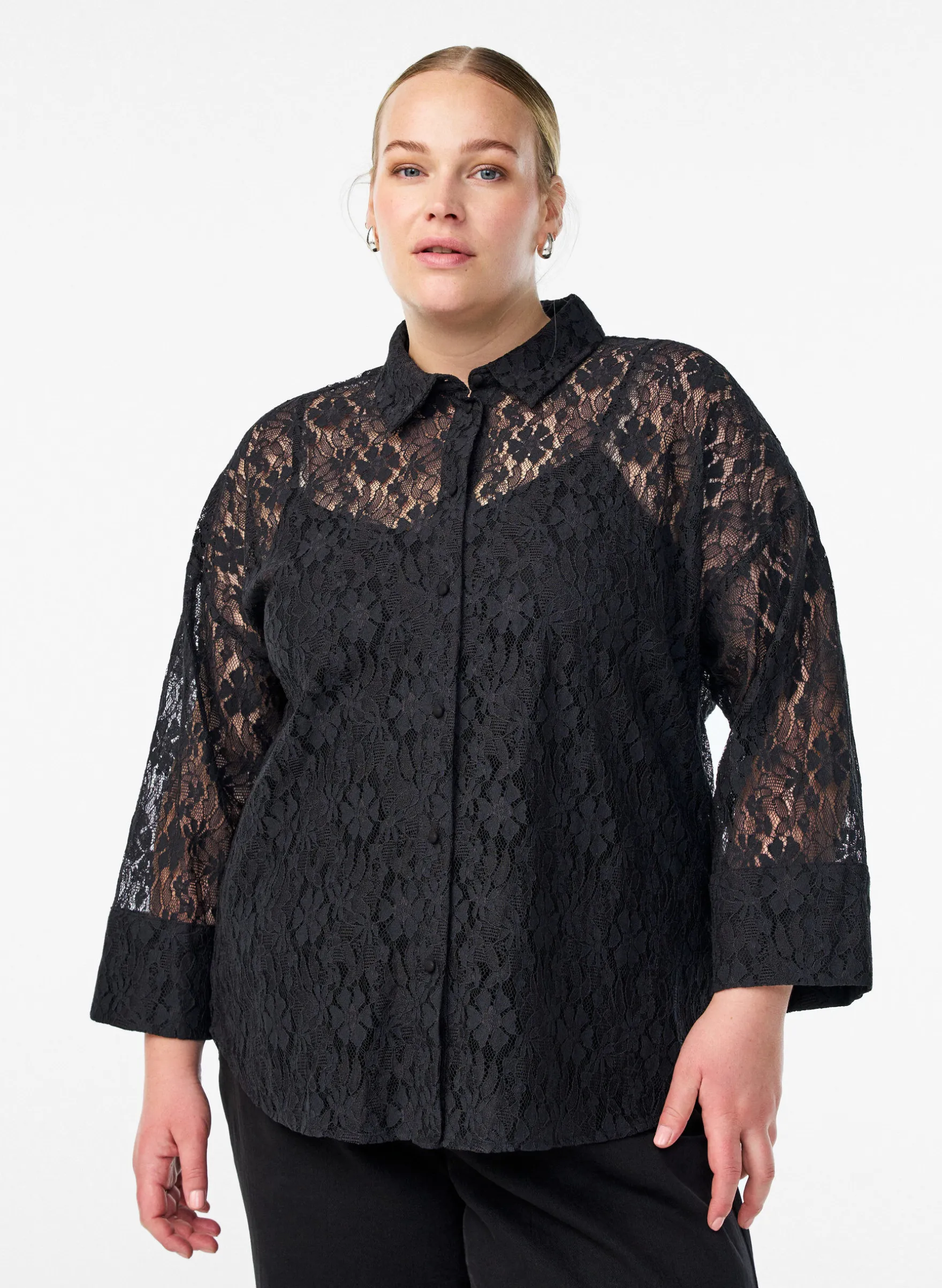 Bluse aus Spitze mit 3/4-Ärmeln