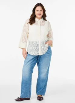 Bluse aus Spitze mit 3/4-Ärmeln