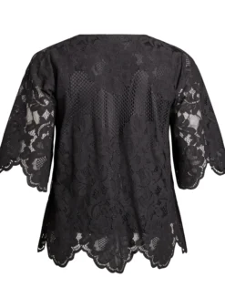 Bluse aus Spitze mit V-Ausschnitt und 1/2-Ärmeln
