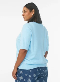 Bluse aus Strick mit kurzen Ärmeln