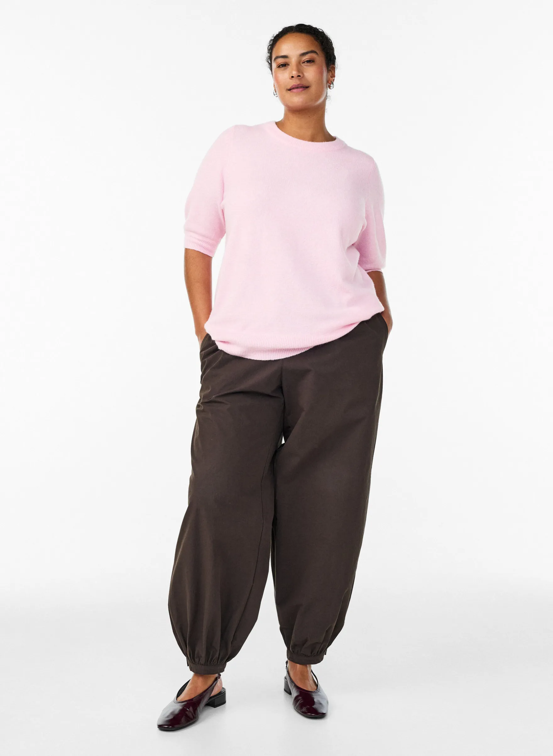 Bluse aus Strick mit kurzen Ärmeln