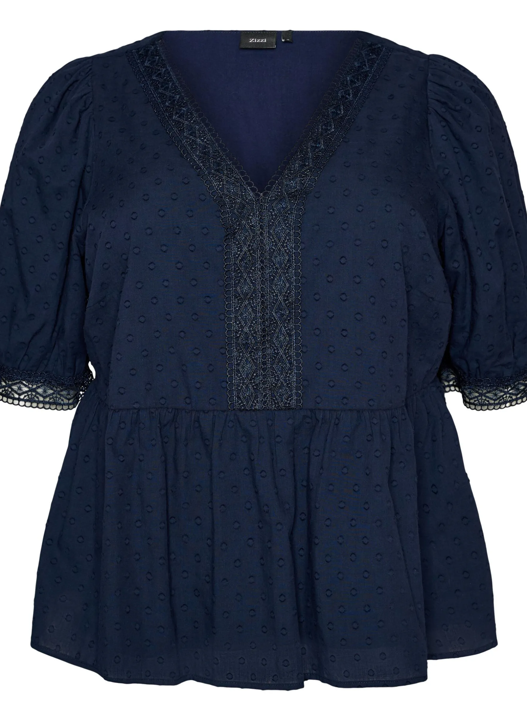 Bluse aus strukturierter Baumwolle mit Häkeldetails