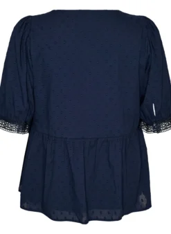 Bluse aus strukturierter Baumwolle mit Häkeldetails