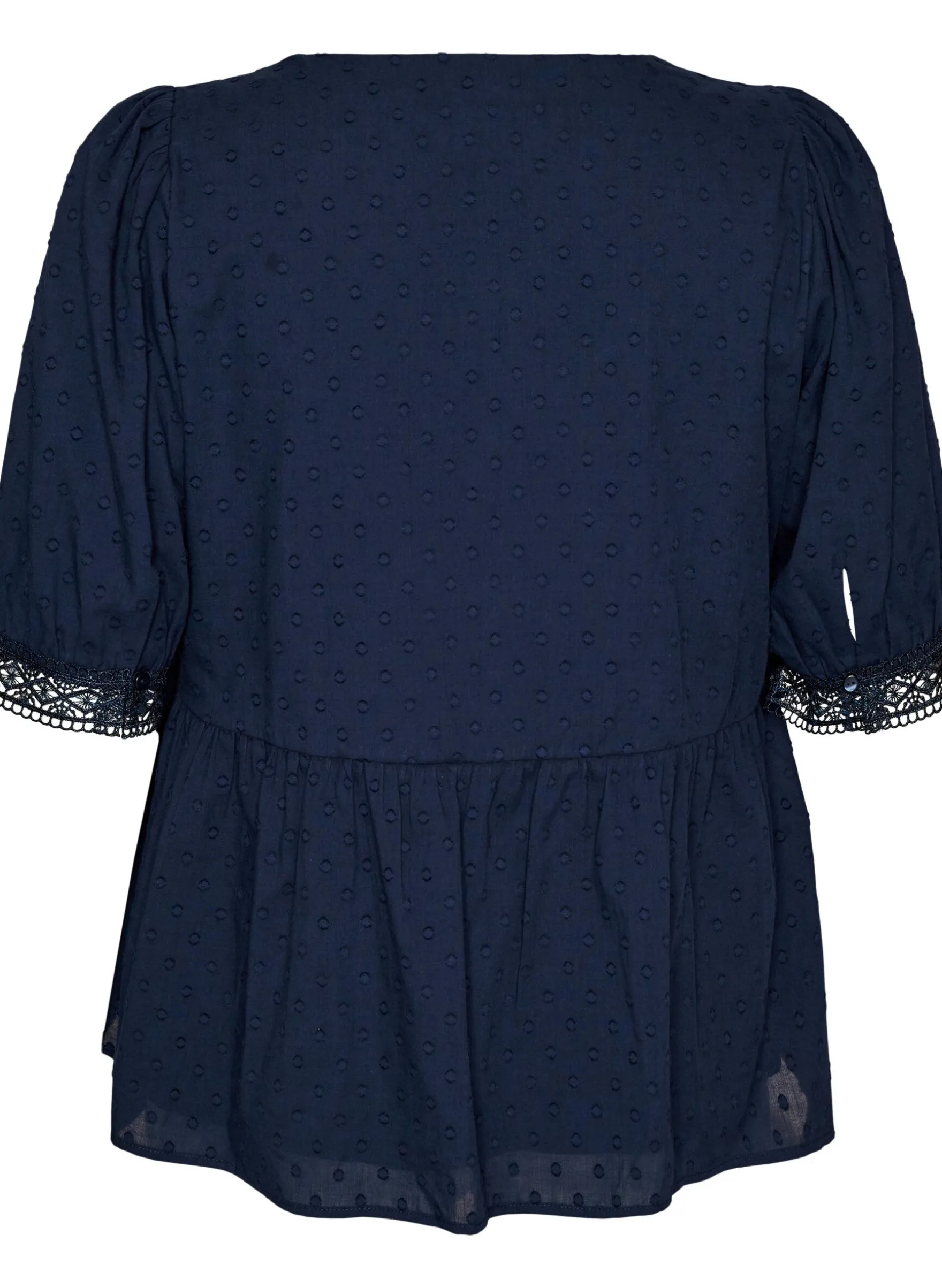 Bluse aus strukturierter Baumwolle mit Häkeldetails