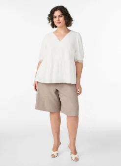 Bluse aus strukturierter Baumwolle mit Häkeldetails
