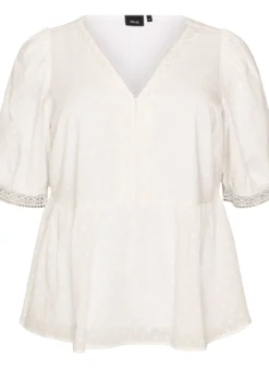 Bluse aus strukturierter Baumwolle mit Häkeldetails