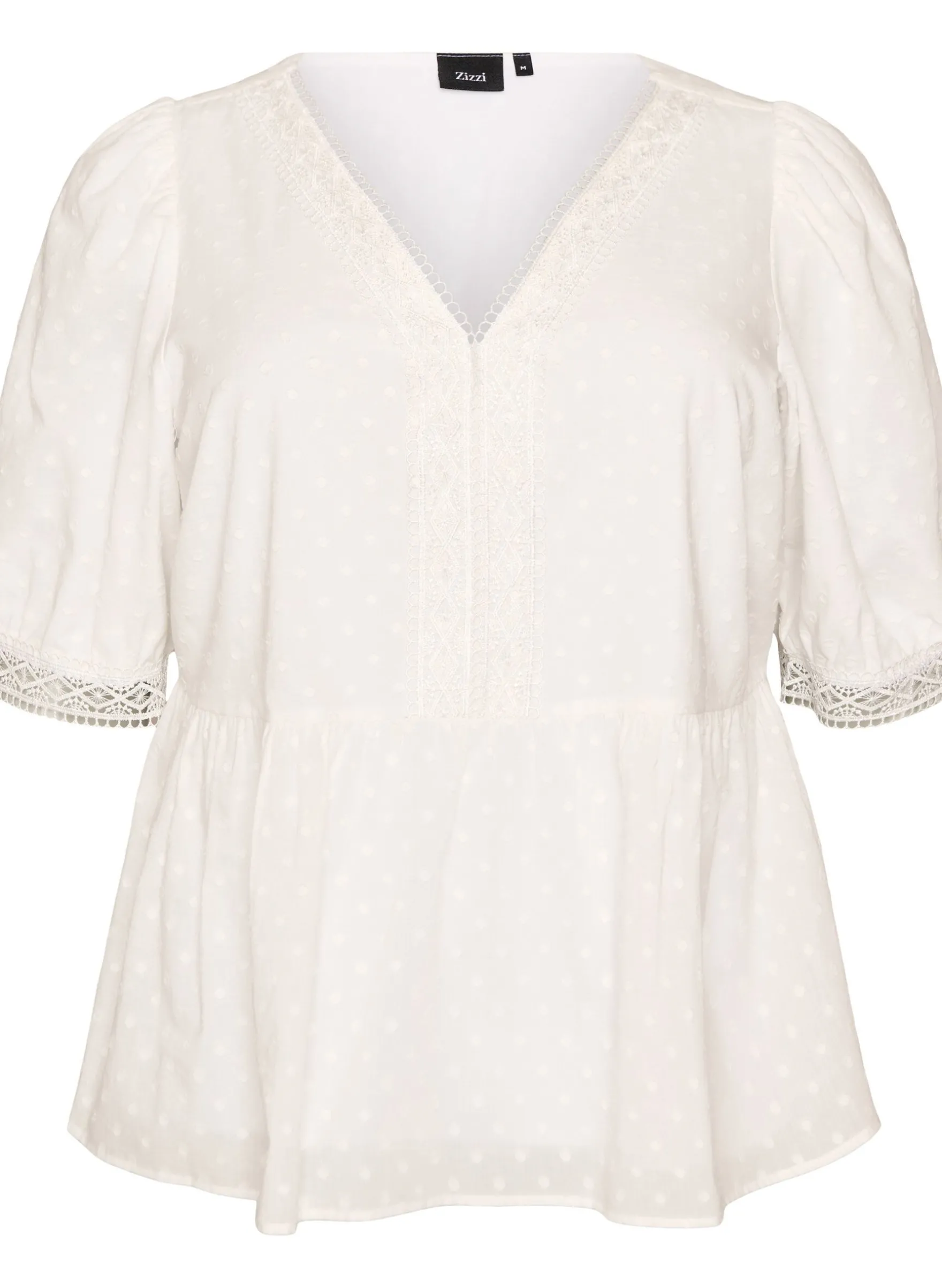 Bluse aus strukturierter Baumwolle mit Häkeldetails