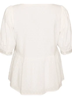 Bluse aus strukturierter Baumwolle mit Häkeldetails