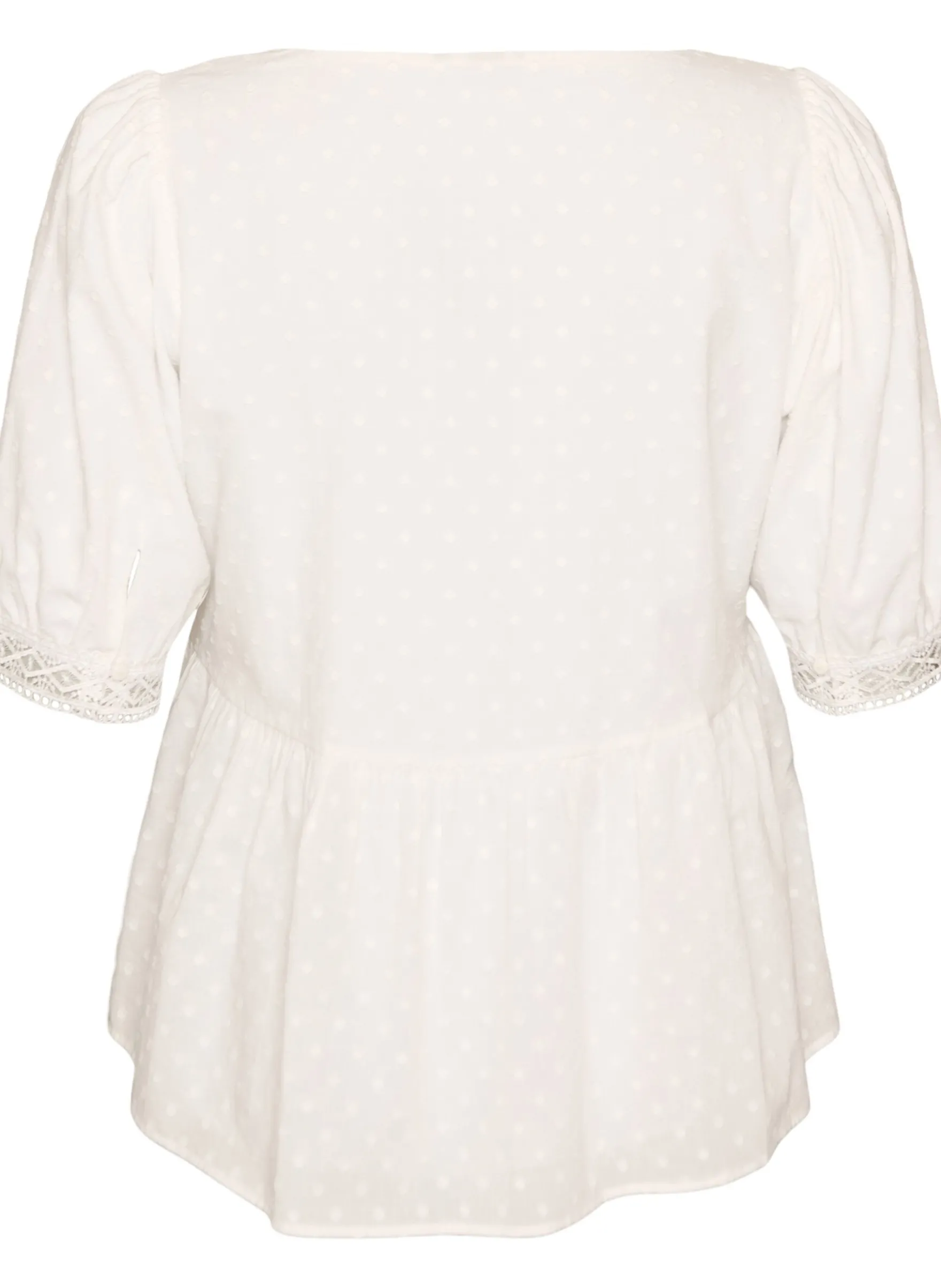 Bluse aus strukturierter Baumwolle mit Häkeldetails