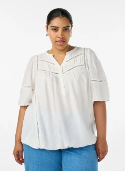Bluse aus Viskose mit Biesen und Ballonärmeln