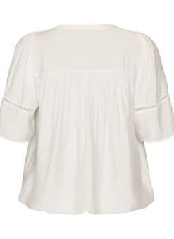 Bluse aus Viskose mit Biesen und Ballonärmeln