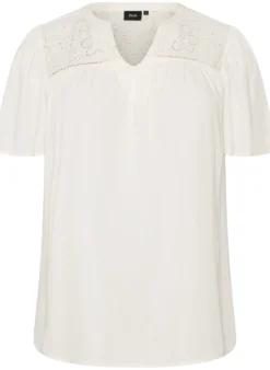 Bluse aus Viskose mit Broderie Anglaise