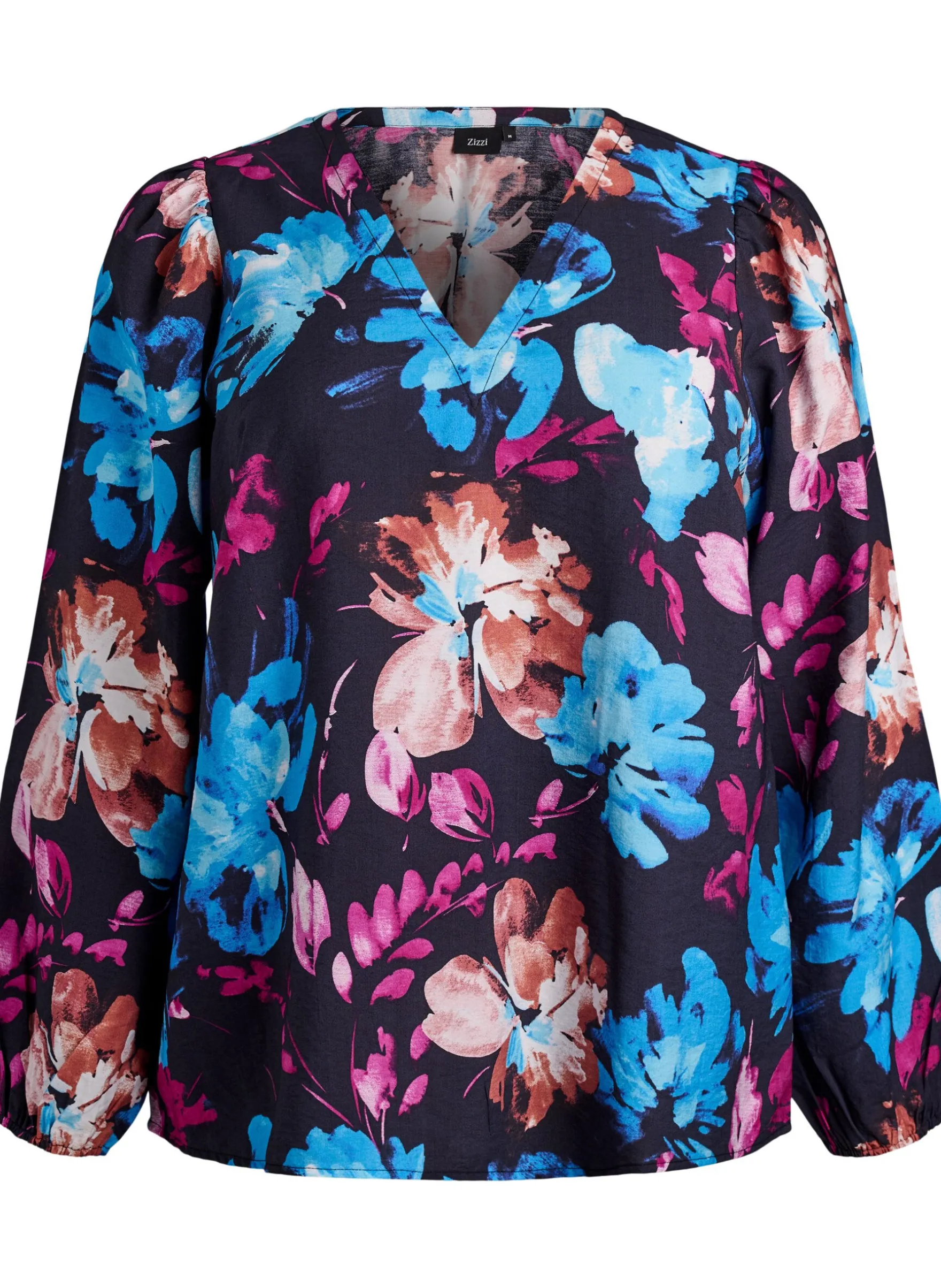 Bluse aus Viskose mit geblümtem Print und langen Ärmeln