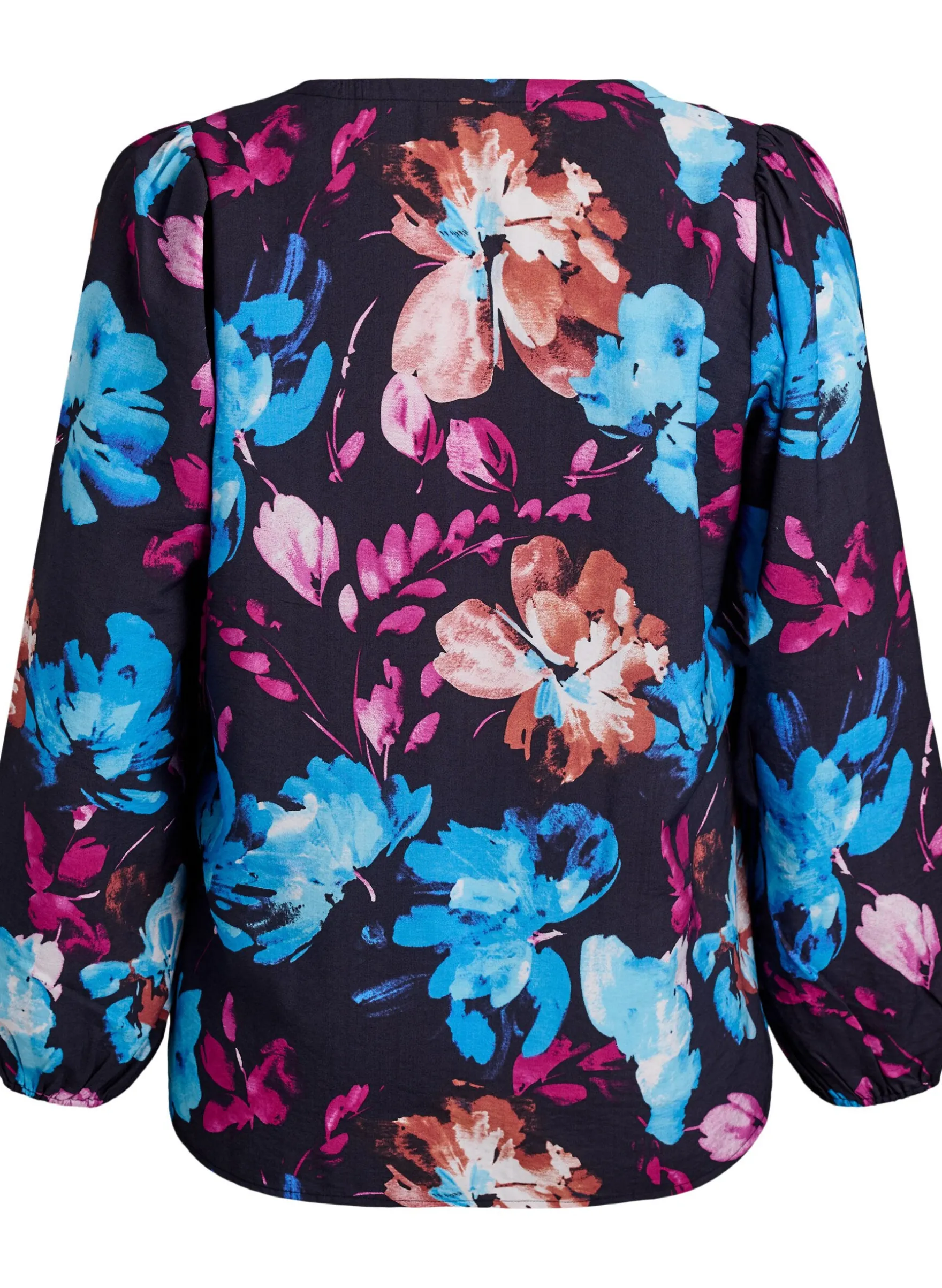 Bluse aus Viskose mit geblümtem Print und langen Ärmeln