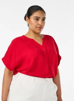 Bluse aus Viskose mit Knöpfen und Struktur