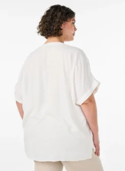 Bluse aus Viskose mit kurzen Ärmeln und Raffdetails
