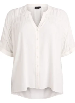 Bluse aus Viskose mit kurzen Ärmeln und Raffdetails