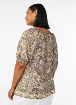 Bluse aus Viskose mit Paisley-Muster und Bindeband