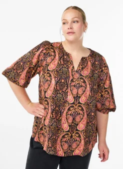 Bluse aus Viskose mit Paisleymuster und 3/4-Ärmeln