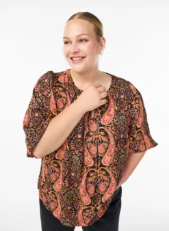Bluse aus Viskose mit Paisleymuster und 3/4-Ärmeln