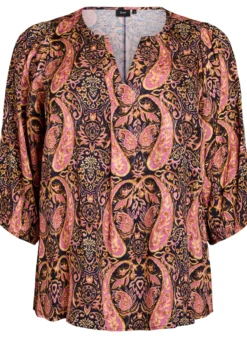 Bluse aus Viskose mit Paisleymuster und 3/4-Ärmeln