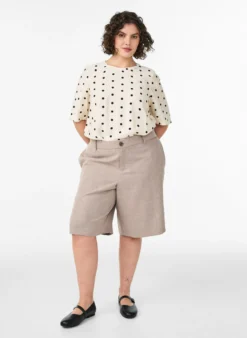 Bluse aus Viskose mit Punkten und 1/2-Ärmeln
