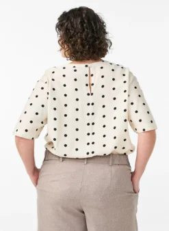 Bluse aus Viskose mit Punkten und 1/2-Ärmeln