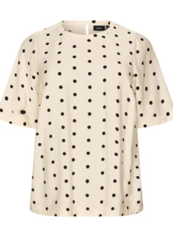 Bluse aus Viskose mit Punkten und 1/2-Ärmeln
