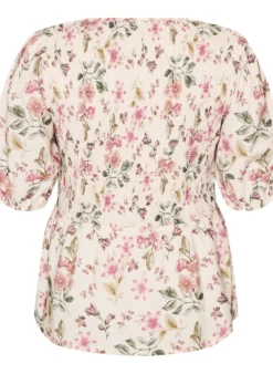Bluse aus Viskose mit Smock und Peplum-Effekt