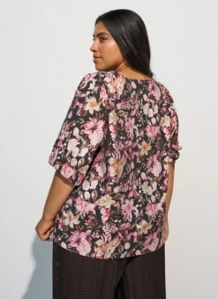 Bluse aus Viskose mit V-Ausschnitt