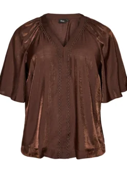 Bluse aus Viskose mit V-Ausschnitt und Zierdetails