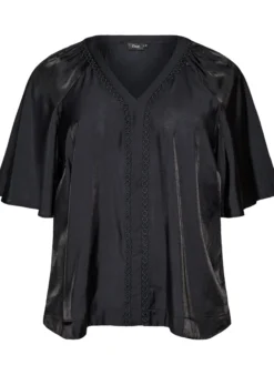 Bluse aus Viskose mit V-Ausschnitt und Zierdetails