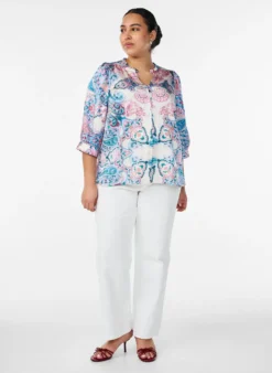 Bluse in Satin-Optik mit Paisleymuster und 3/4-Ärmeln