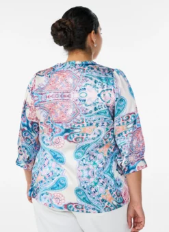 Bluse in Satin-Optik mit Paisleymuster und 3/4-Ärmeln