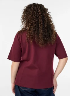 Bluse mit asymmetrischer Wickeloptik und kurzen Ärmeln