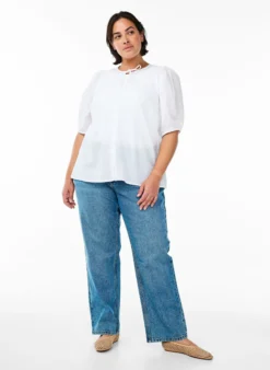 Bluse mit Bindeband und gepunkteter Textur