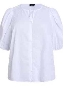 Bluse mit Bindeband und gepunkteter Textur
