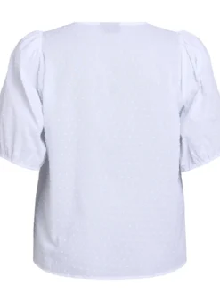 Bluse mit Bindeband und gepunkteter Textur